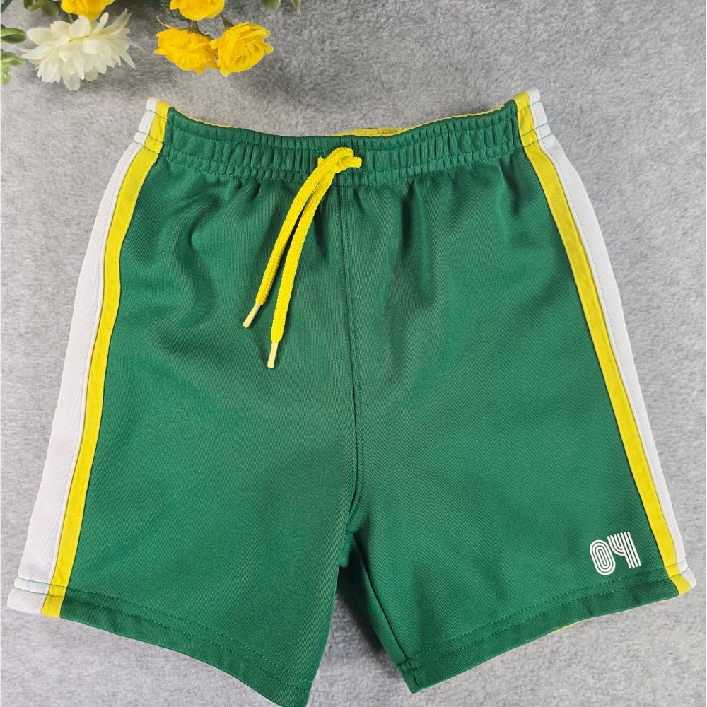 Y2K Gymboree Toddler Green Yellow Reversible Athletic Track Shorts 18-24m 2003